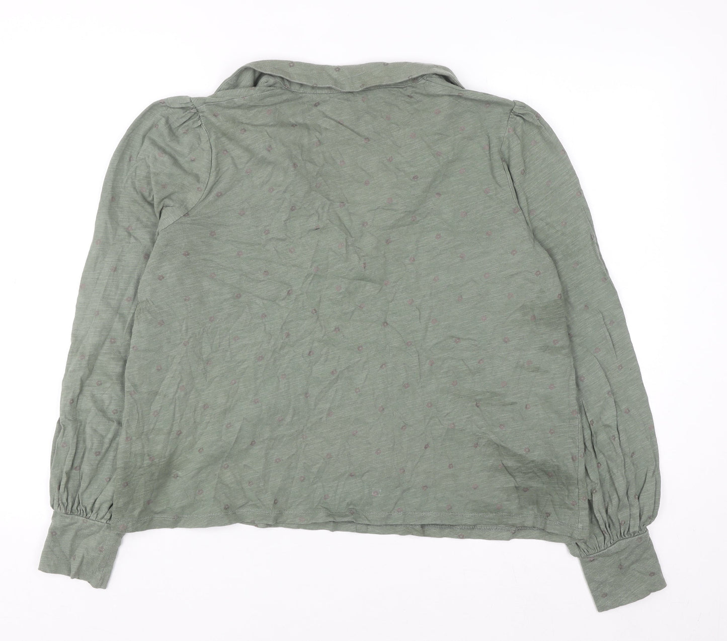Boden Women Green Long Sleeve Collared Cotton Blouse UK 14