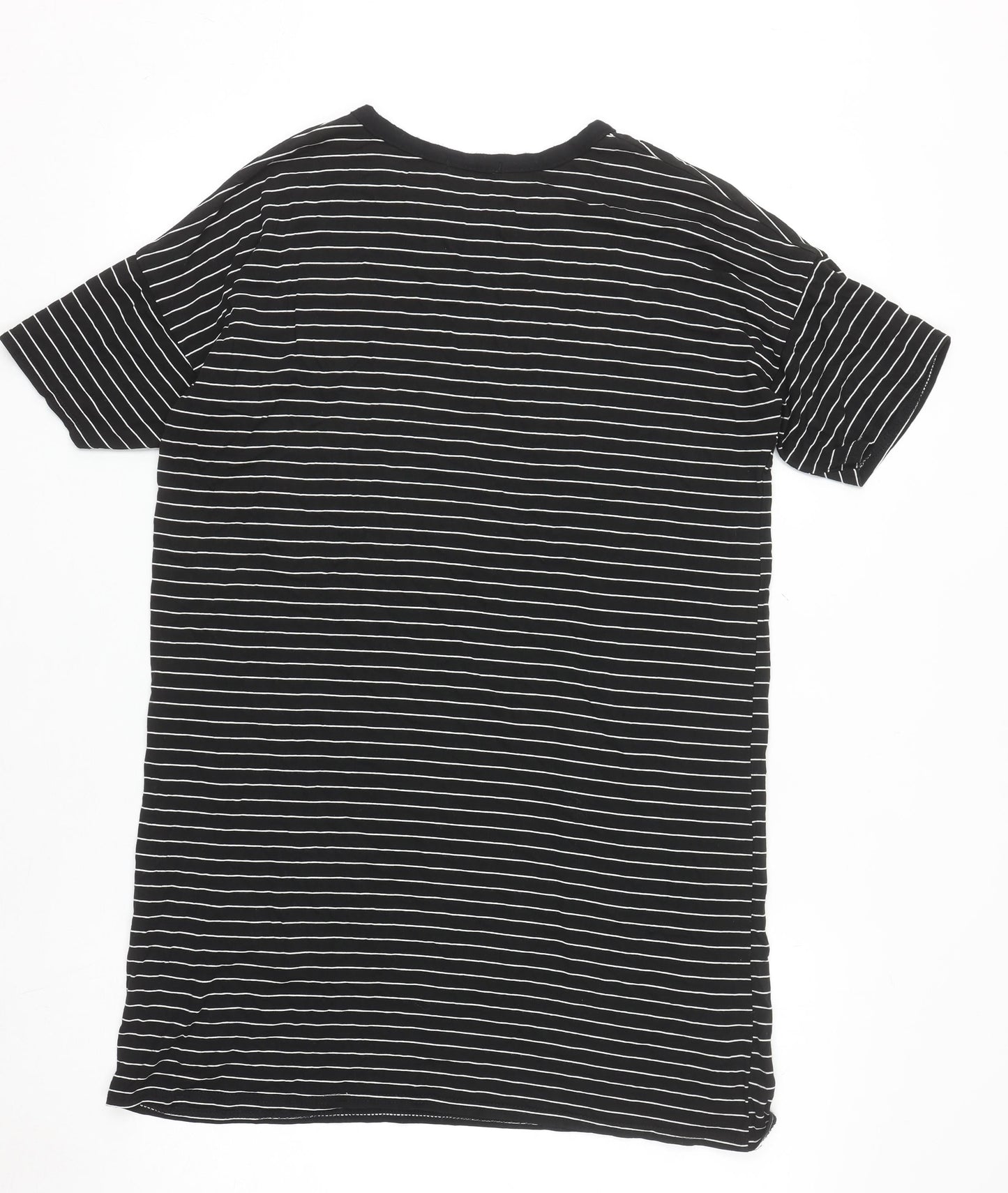 Boohoo Women Black Striped T-Shirt Dress Size 10