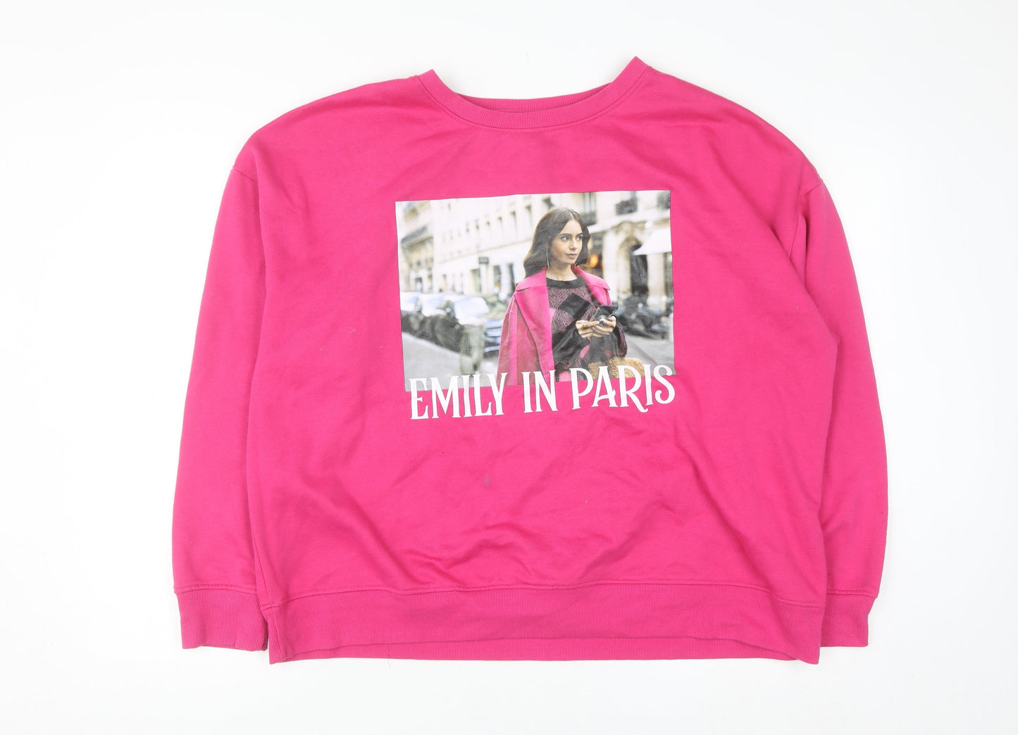 Emily in Paris Women’s Pink XL Pullover Sweatshirt Graphic Print Netflix