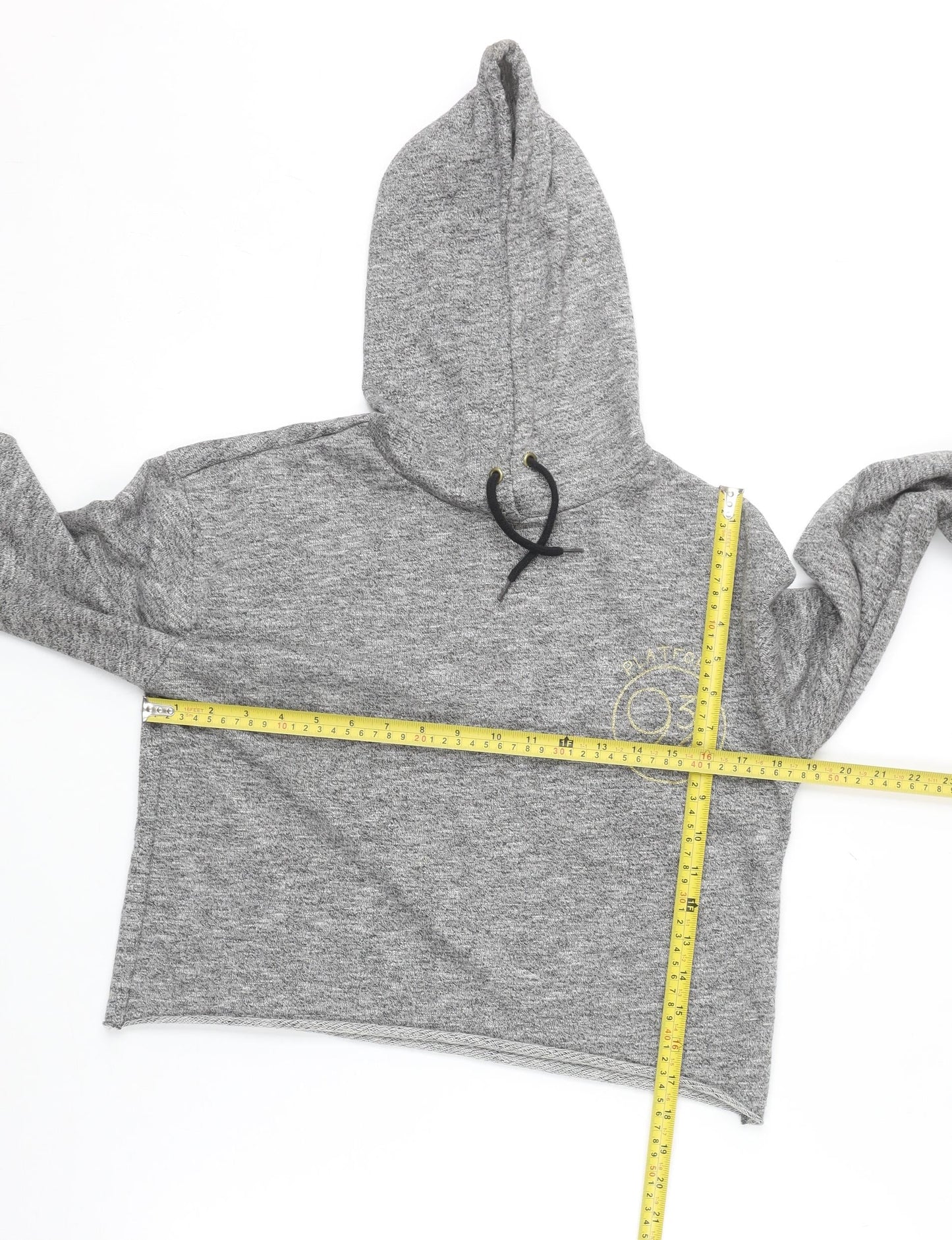 Harry Potter Women's Grey Cropped Pullover Hoodie Size 10 Hogwarts Print