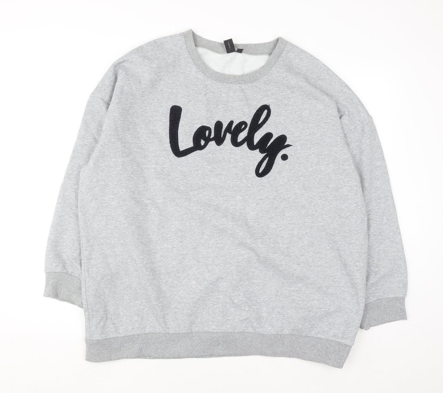 Izabel Women Grey Lovely Slogan Pullover Sweatshirt Size 22