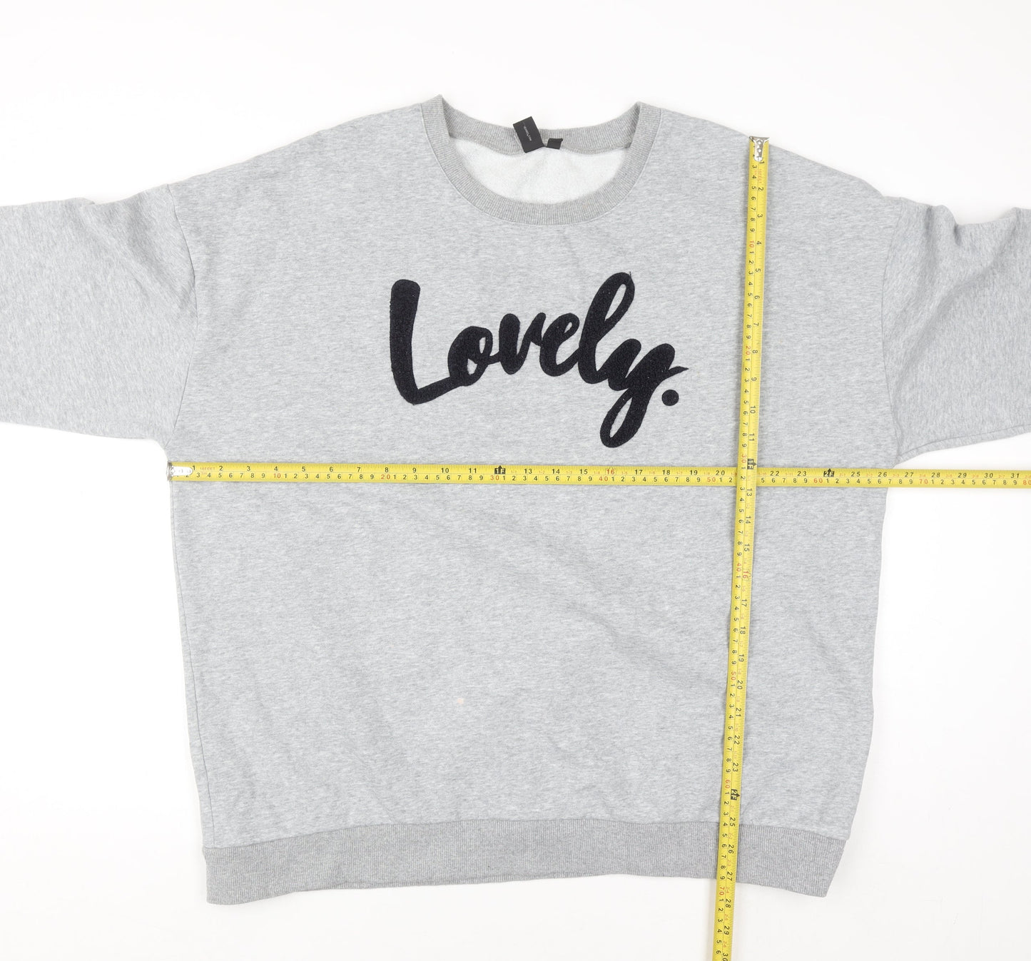 Izabel Women Grey Lovely Slogan Pullover Sweatshirt Size 22