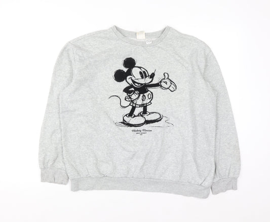 H&M Disney Women Grey Mickey Mouse Sweatshirt Size M