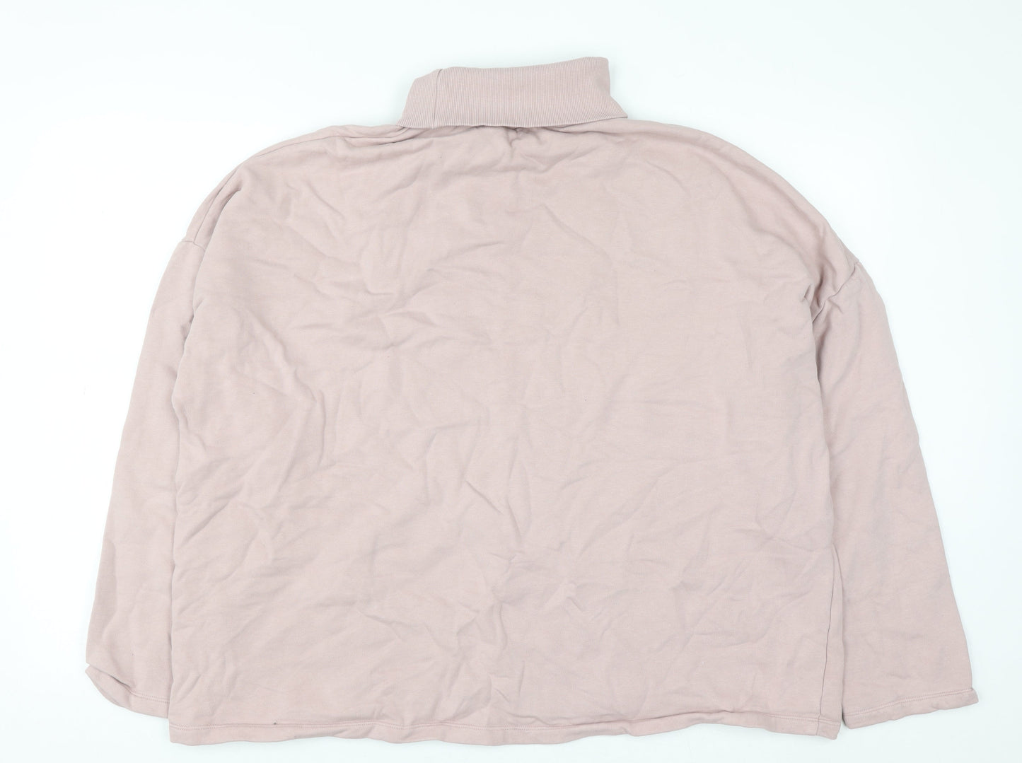 ASOS Design Womens Pink Roll Neck Pullover Sweatshirt Size M Cotton Blend