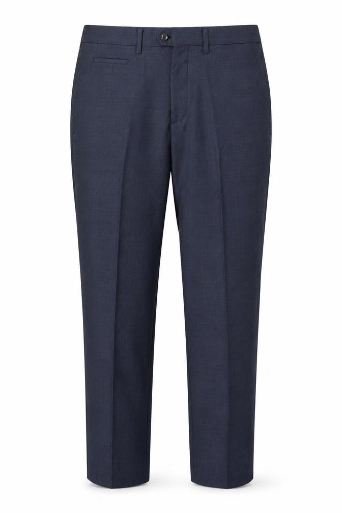 Remus Uomo Men's Blue Wool Blend Slim Fit Dress Pants 32L
