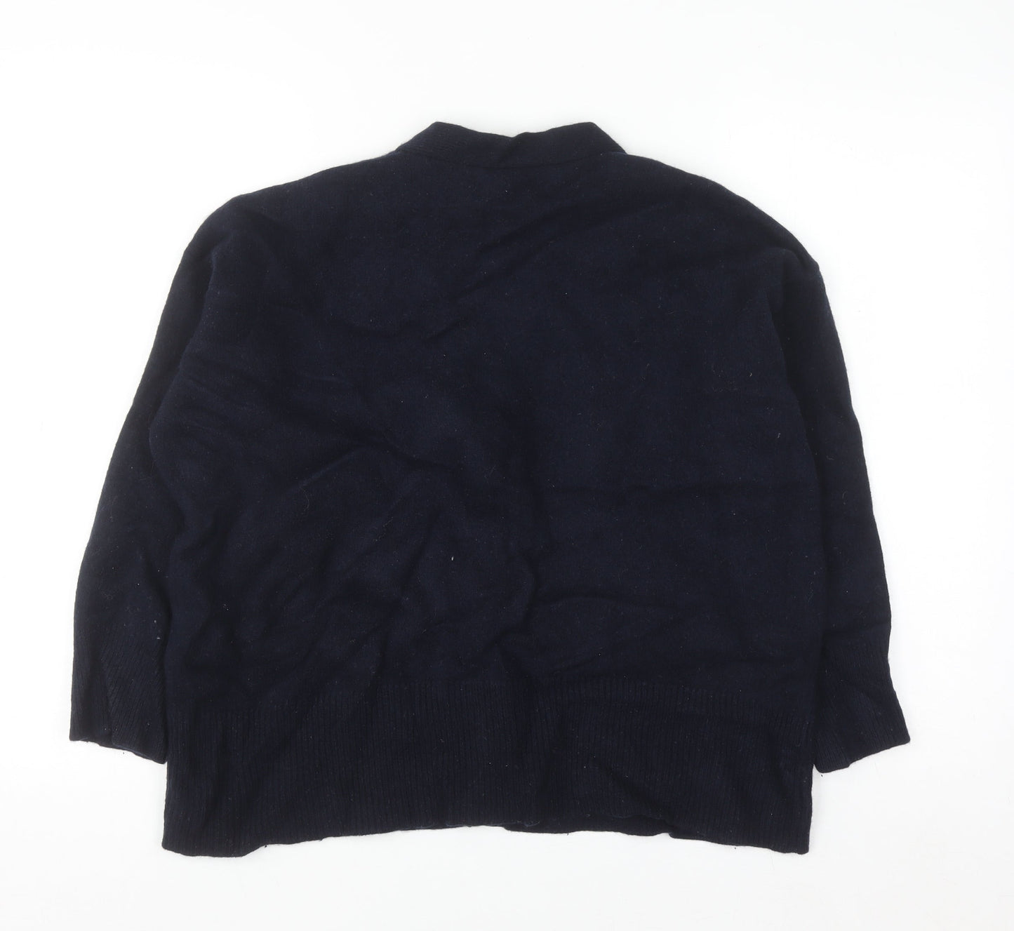 Zara Women Black Wool Cardigan Size 8 V-Neck Long Sleeve