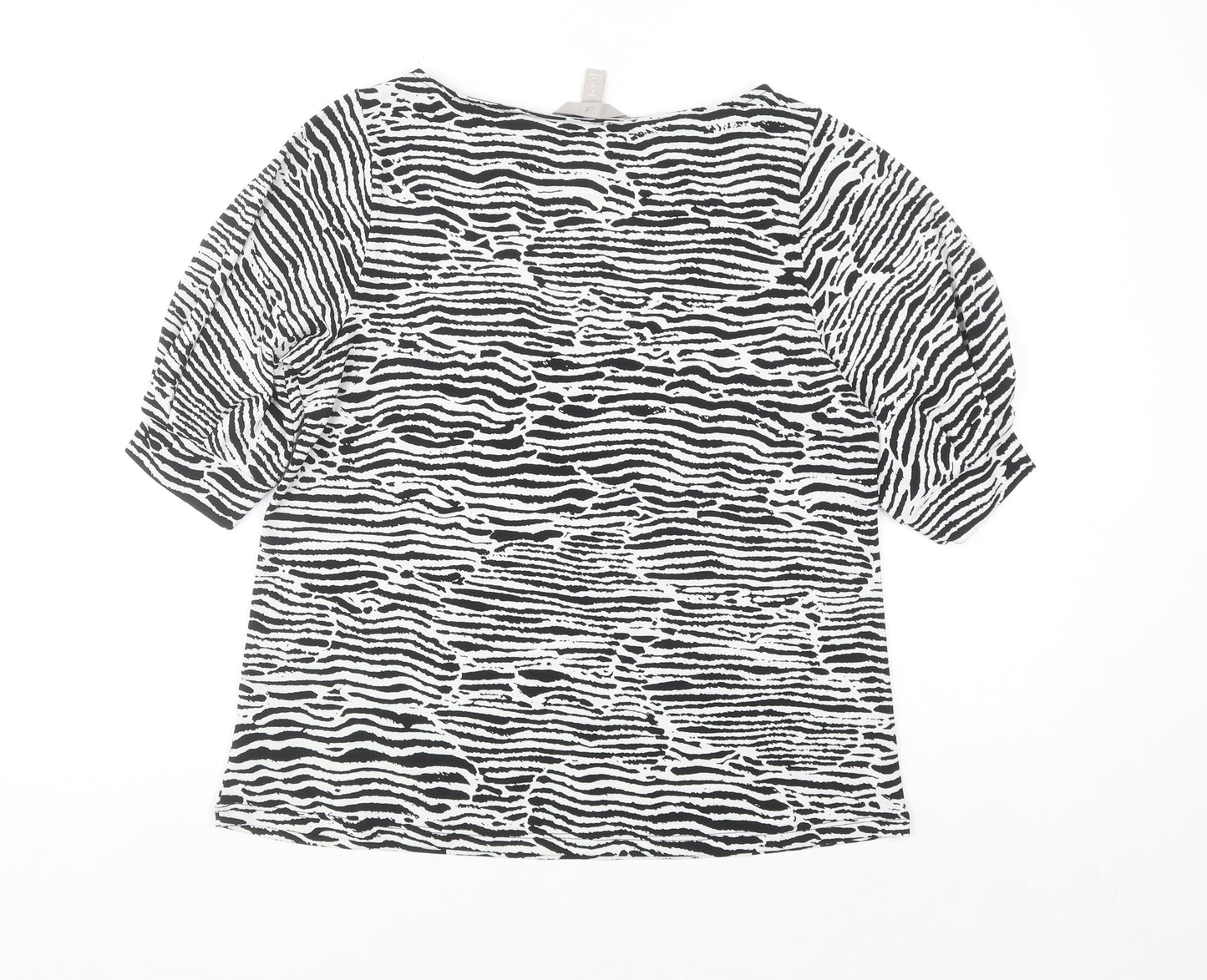 H&M Women's Black & White Animal Print Puff Sleeve Blouse Size S