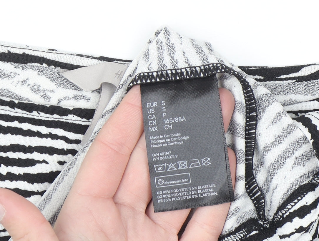 H&M Women's Black & White Animal Print Puff Sleeve Blouse Size S