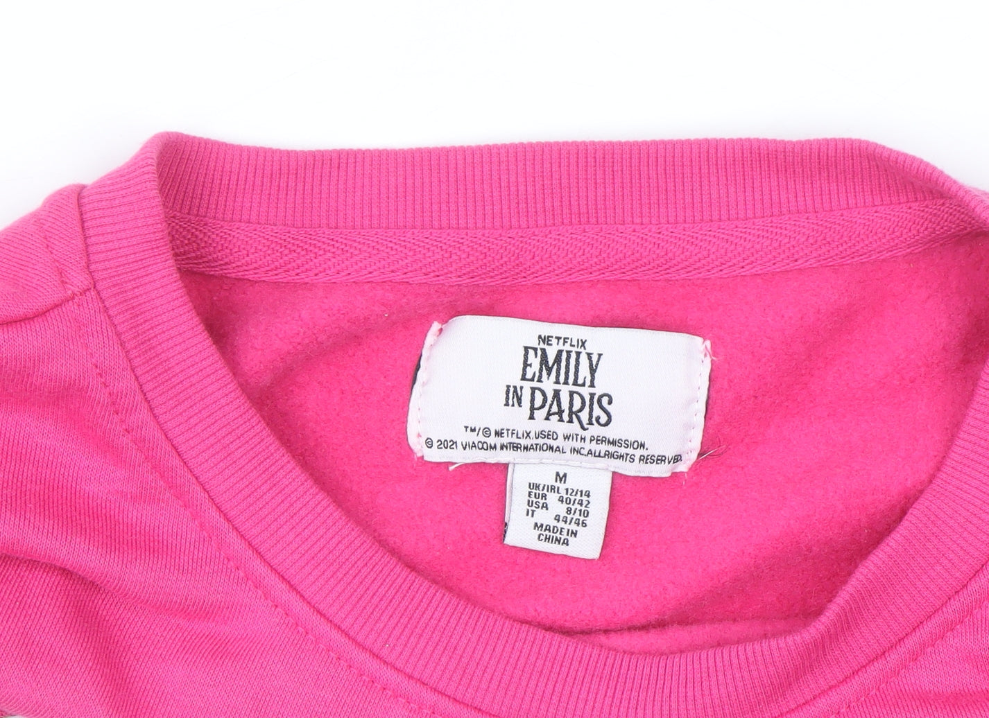 Emily in Paris Women's Pink Crew Neck Pullover Sweatshirt M