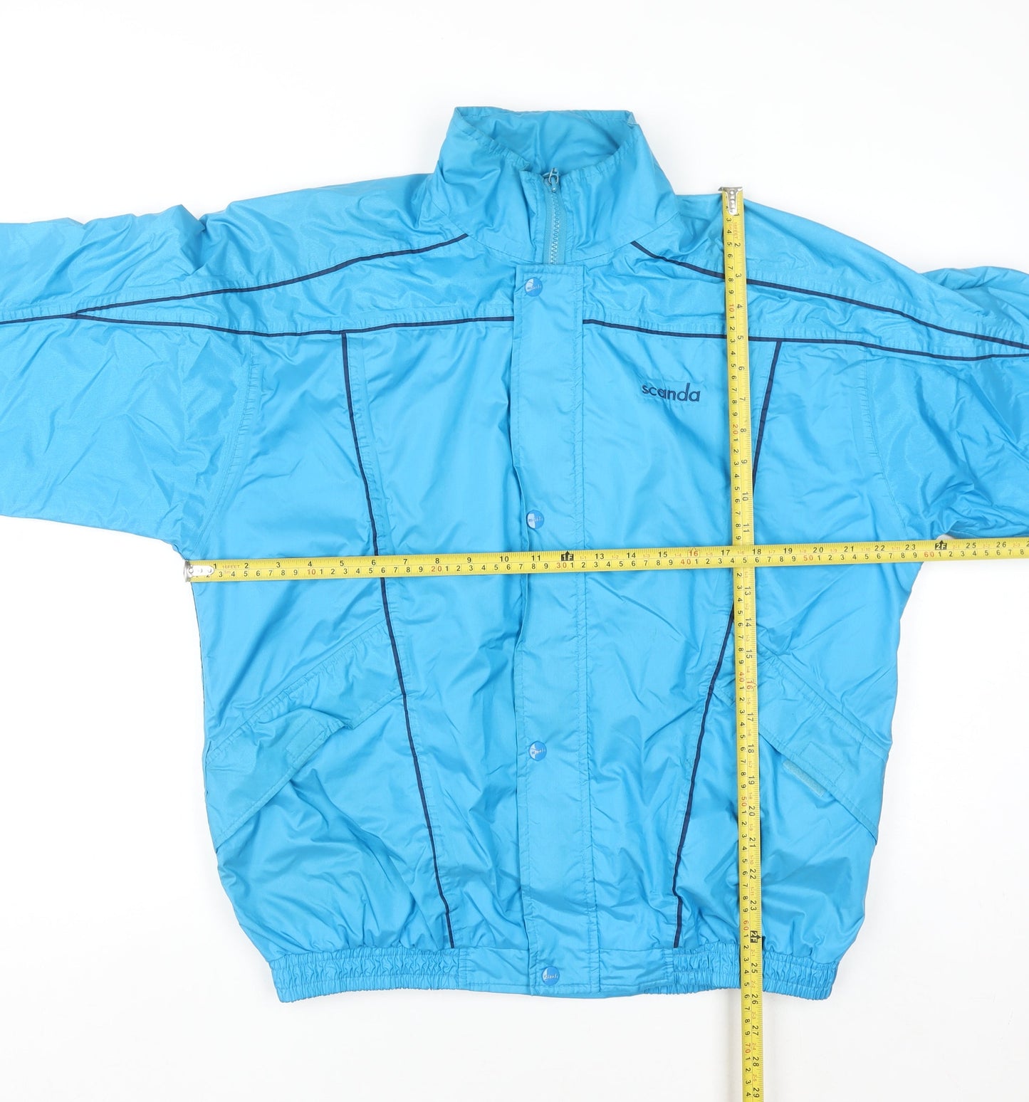 Scanda Men's Blue Windbreaker Jacket L Lightweight Water Resistant