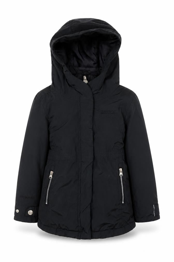 Regatta Girls Black 3-4 Years Hooded Parka Coat Water Resistant Jacket