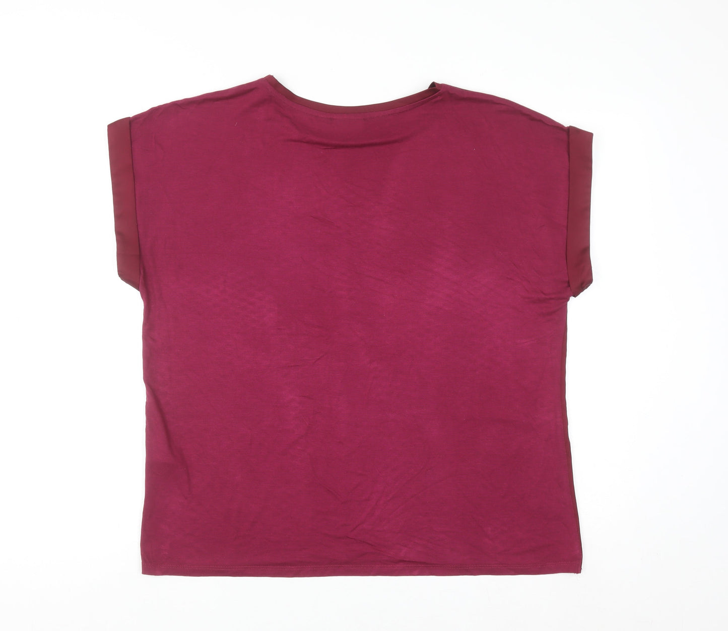 Vila Women's Red Short Sleeve Crew Neck Blouse Size 12