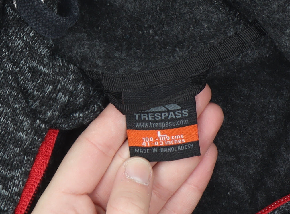 Trespass Men's Grey Full Zip Hooded Fleece Jacket L Outdoor