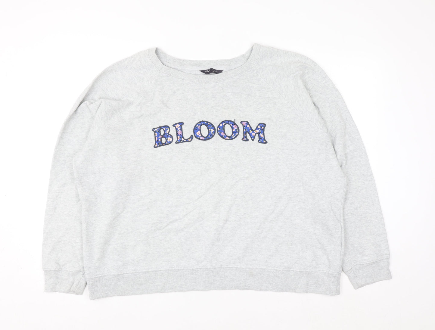 Marks and Spencer Women Grey BLOOM Cotton Pullover Sweatshirt Size 20