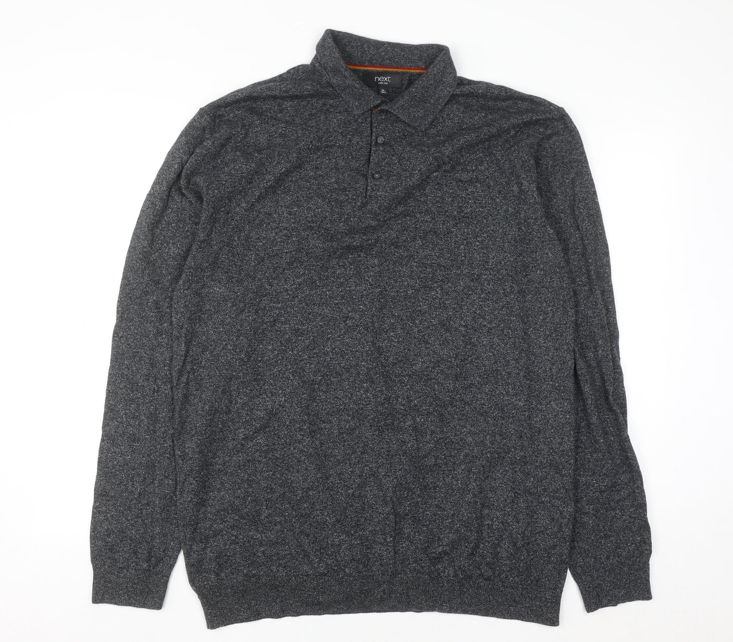 Next Men’s Grey Collared Henley Cotton Knit Jumper XL Tall