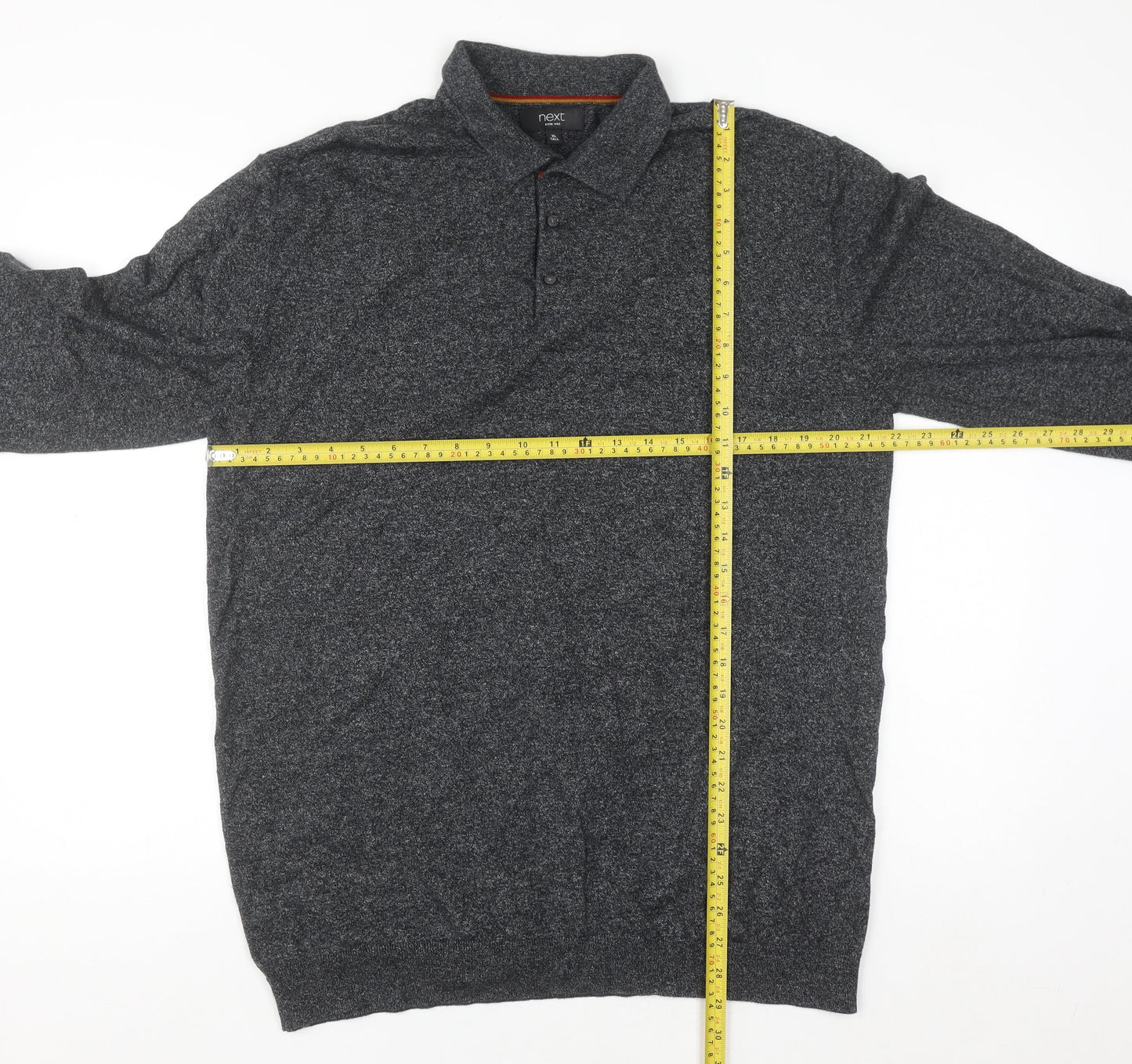 Next Men’s Grey Collared Henley Cotton Knit Jumper XL Tall