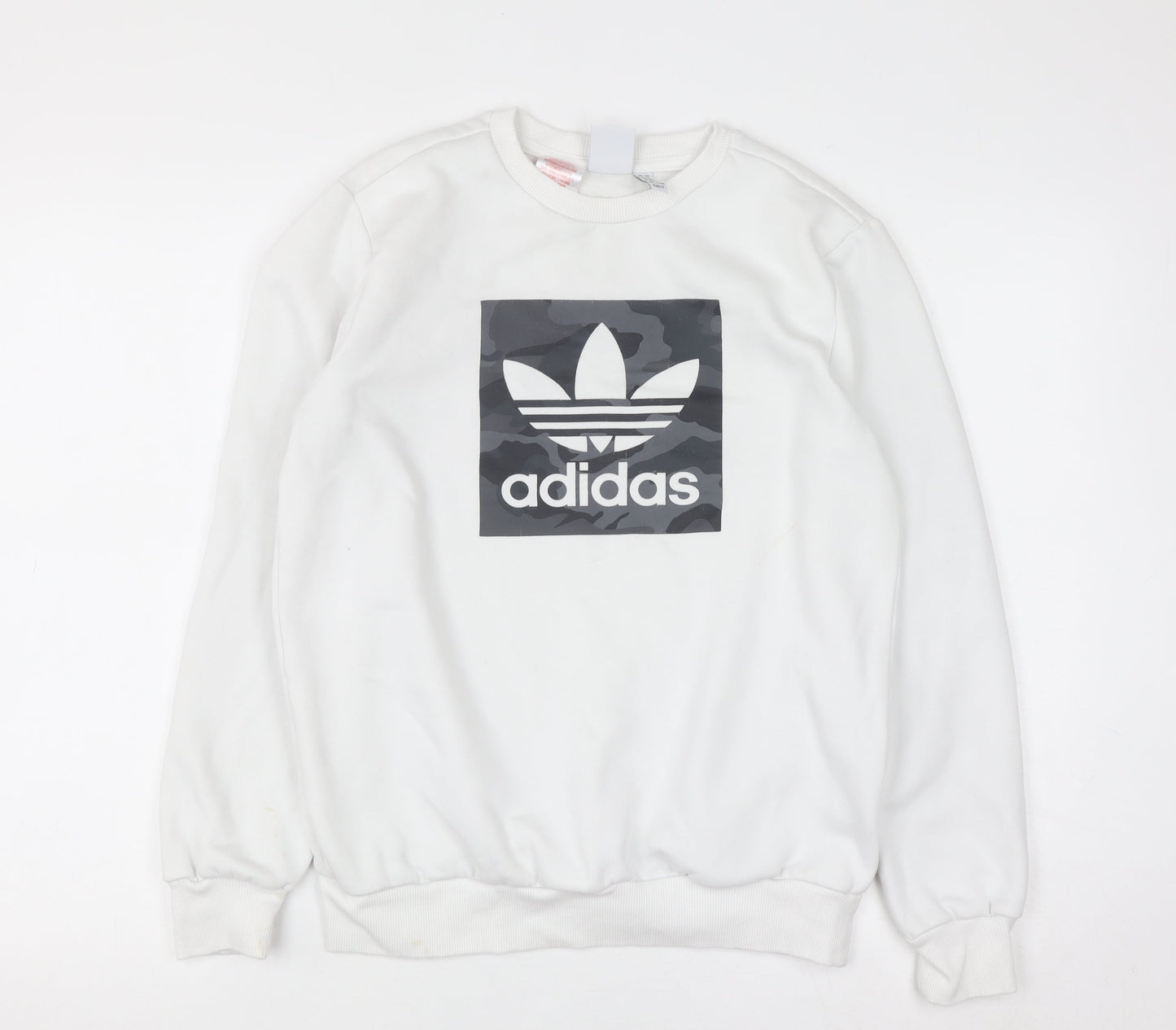 Adidas Boys White 13-14 Years Pullover Sweatshirt with Logo