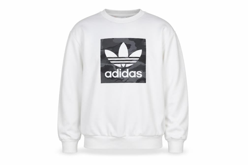 Adidas Boys White 13-14 Years Pullover Sweatshirt with Logo