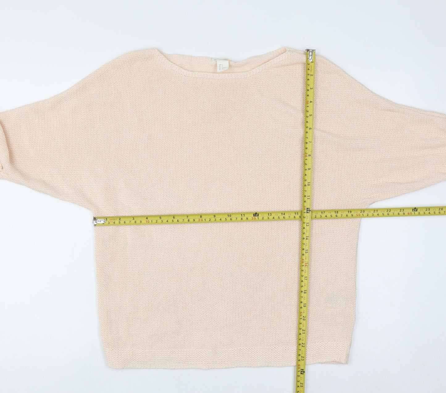 Basic Women Beige 8 Boat Neck Knit 3/4 Sleeve Pullover Jumper