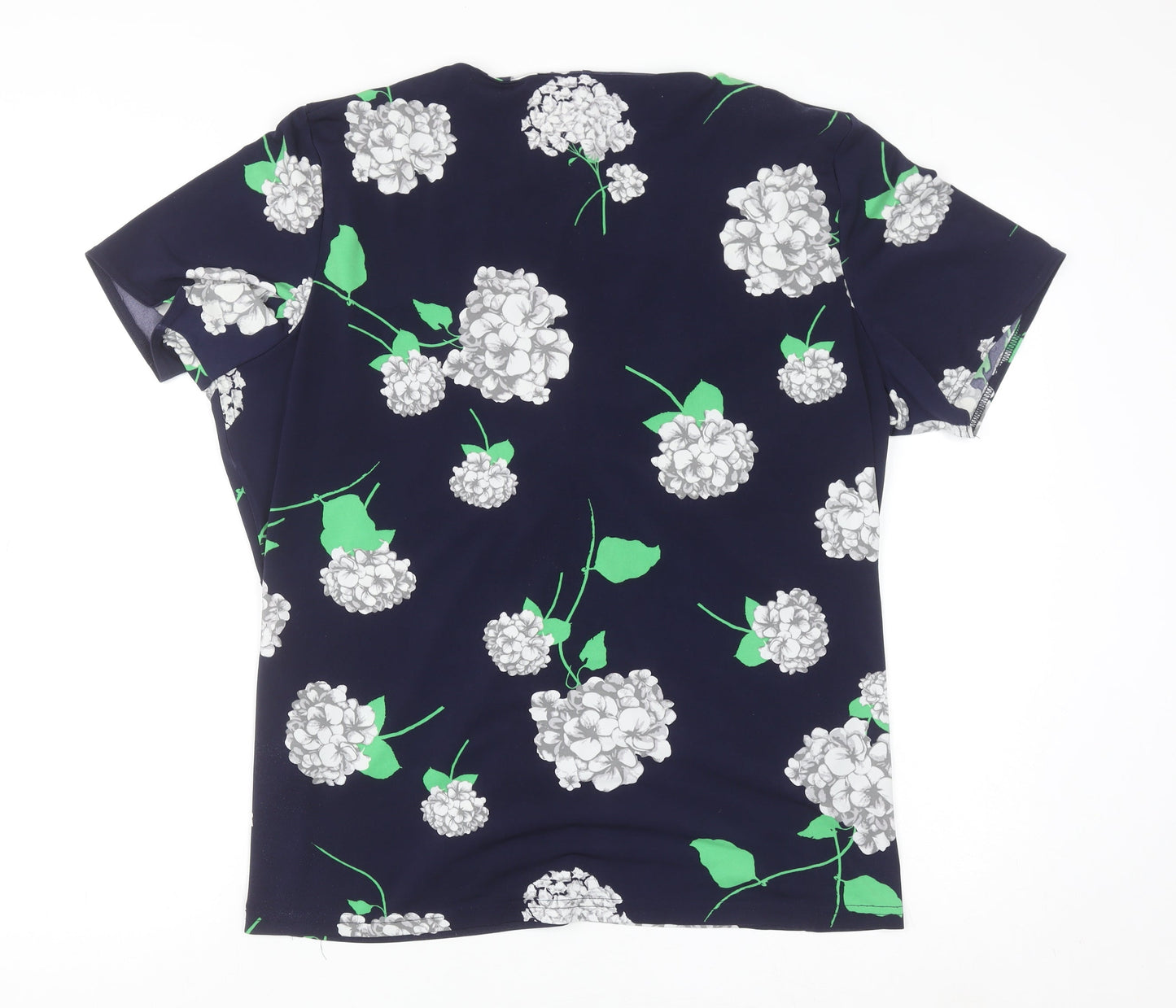 Anthology Women Blue Floral Wrap Blouse Size 18 Short Sleeve