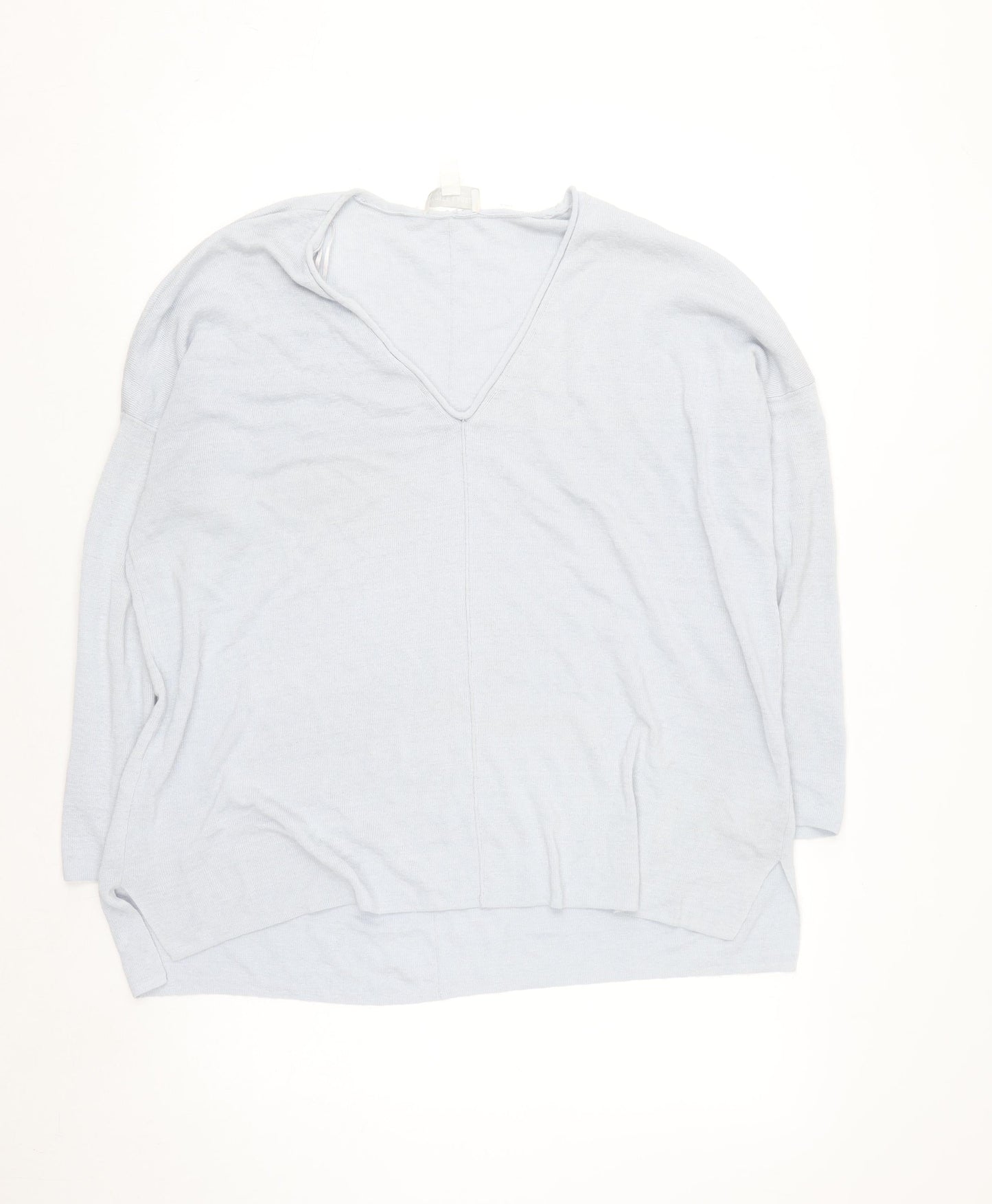The White Company Women’s Grey Linen Blend V-Neck Long Sleeve Jumper L