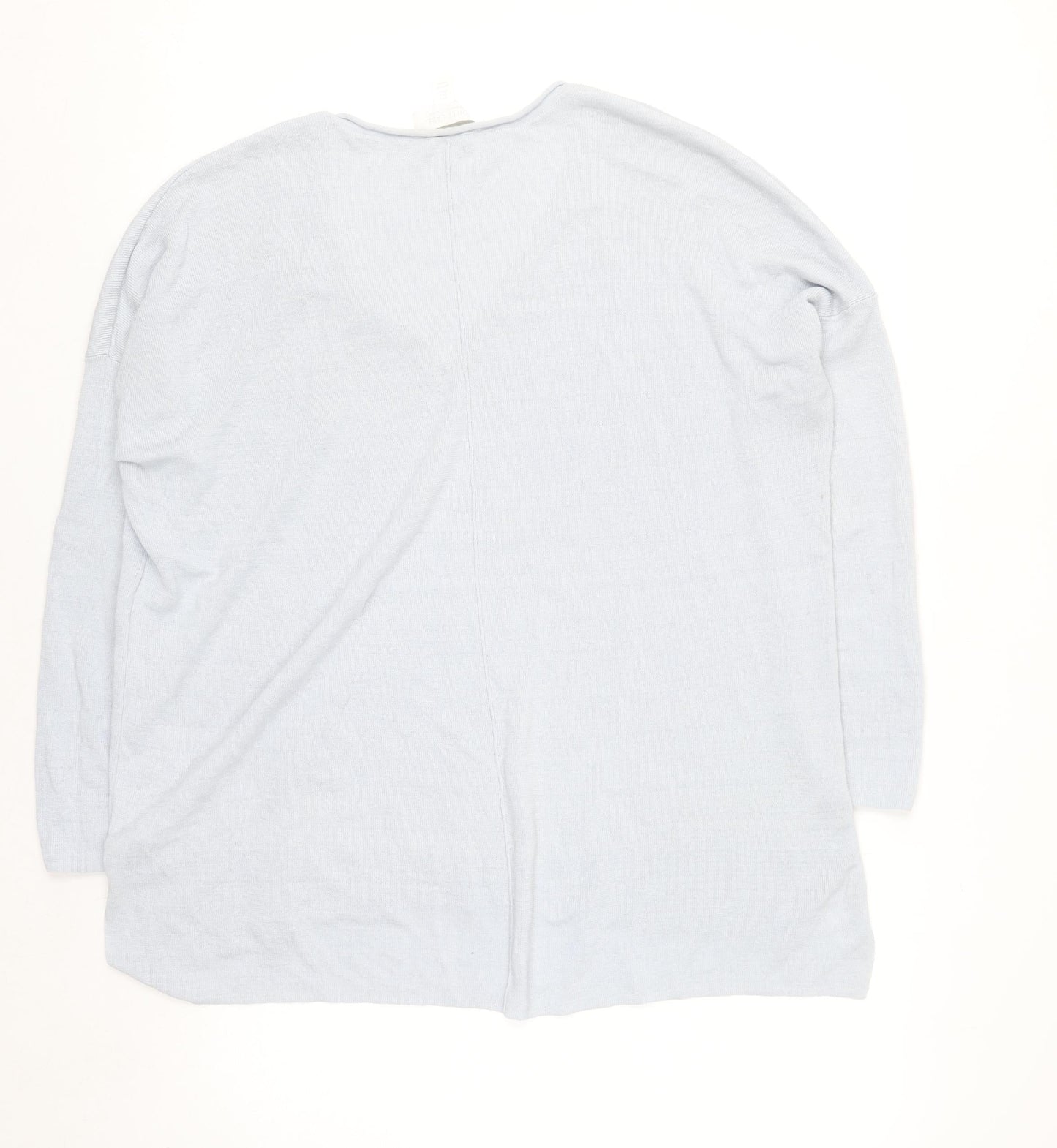 The White Company Women’s Grey Linen Blend V-Neck Long Sleeve Jumper L