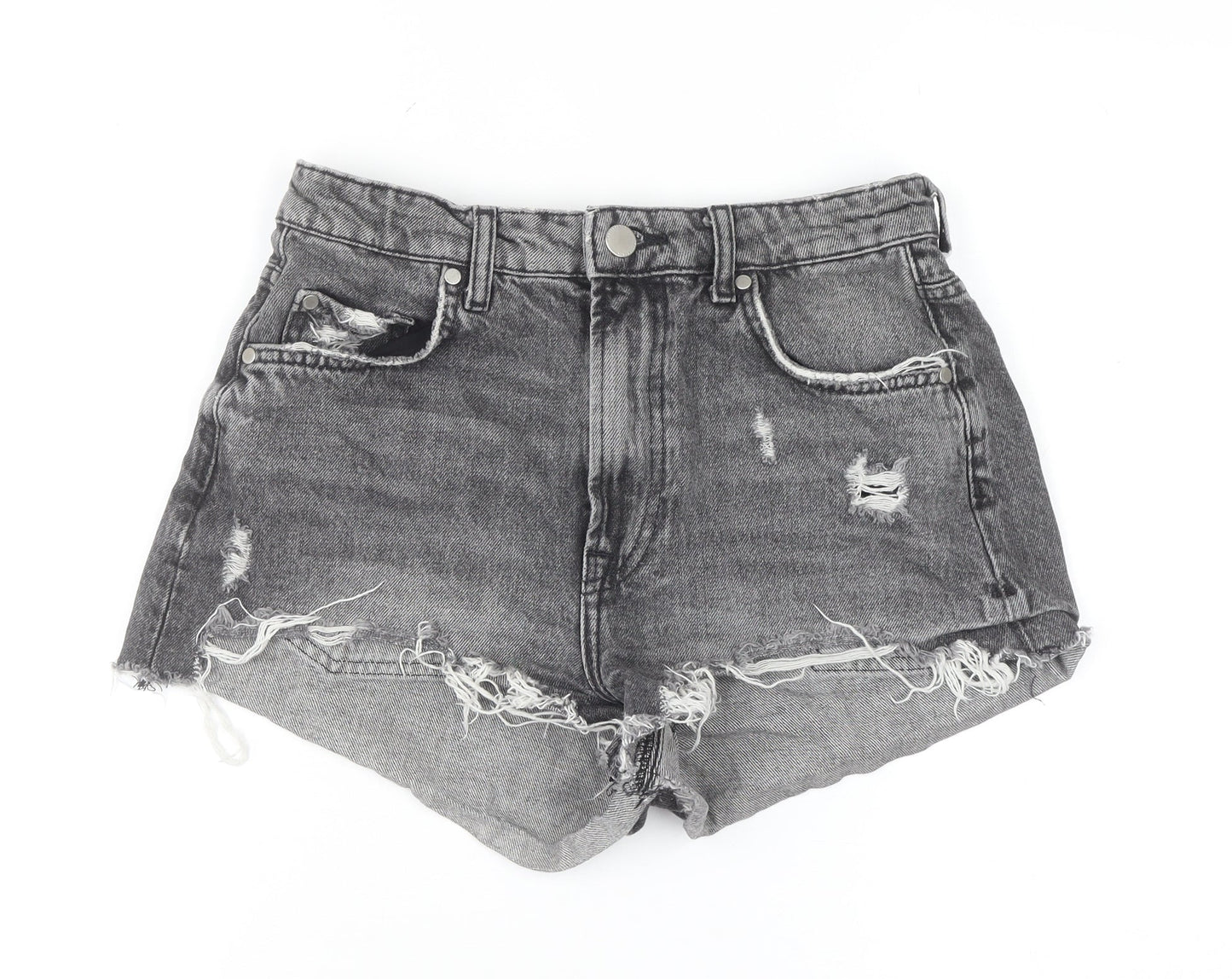 Zara Women's Grey Cut-Off Denim Shorts Size 8 High Rise