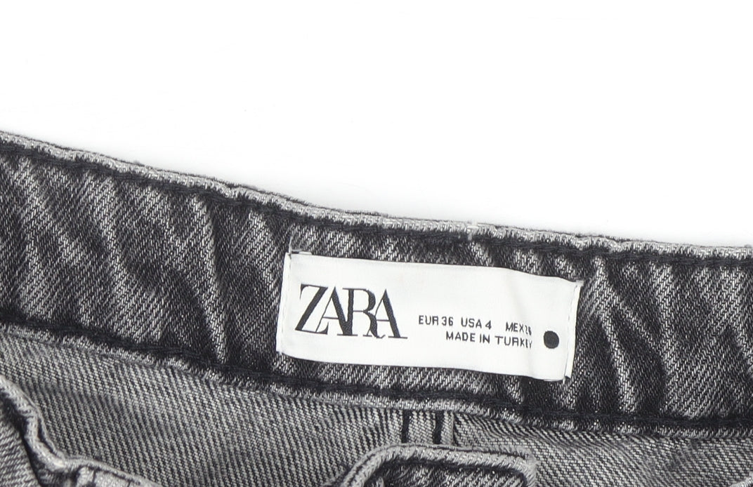 Zara Women's Grey Cut-Off Denim Shorts Size 8 High Rise