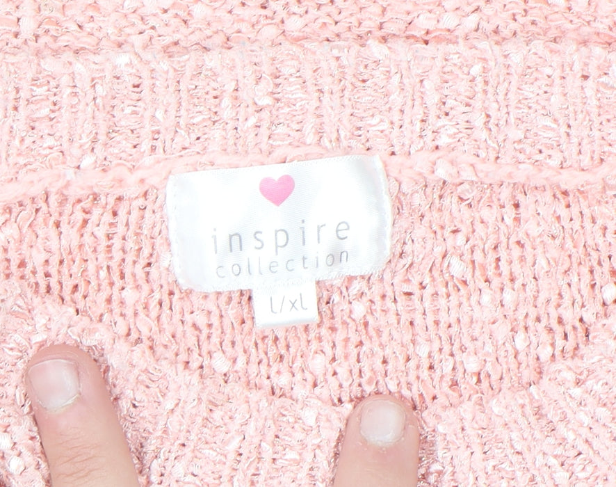Inspire Collection Women’s Pink Chunky Knit L Pullover Jumper