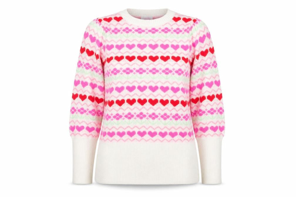 Savida Women’s Multicoloured Heart Knit Jumper Size 16 Pullover
