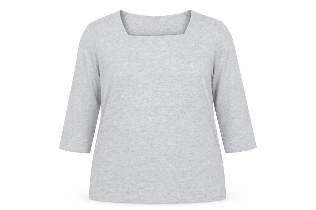 TIGI Womens Plus Grey 3/4 Sleeve Square Neck Pullover Jumper Size 22/24