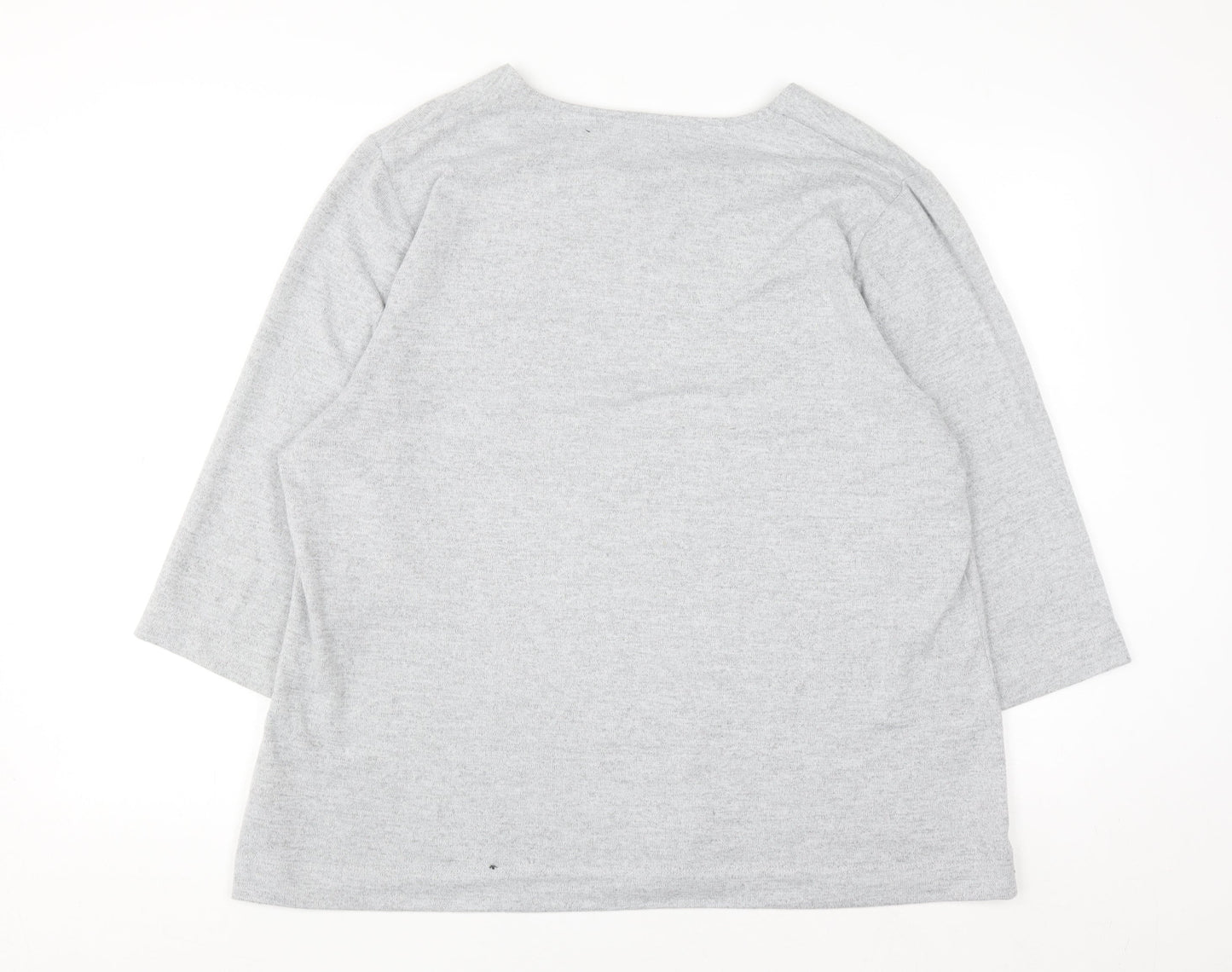 TIGI Womens Plus Grey 3/4 Sleeve Square Neck Pullover Jumper Size 22/24