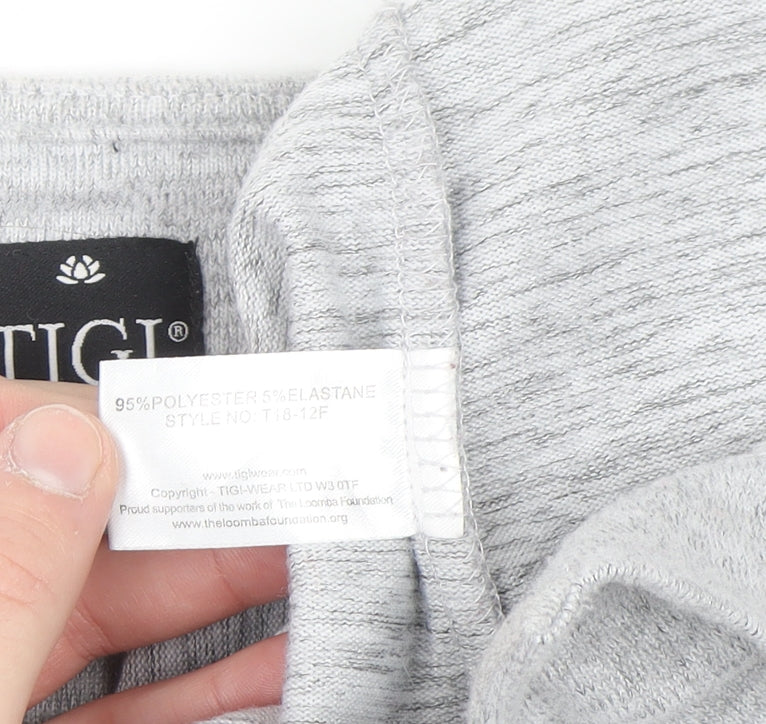 TIGI Womens Plus Grey 3/4 Sleeve Square Neck Pullover Jumper Size 22/24