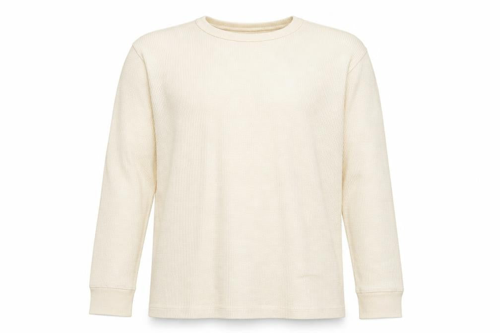 One Brand Apparel Men's Beige XL Waffle-Knit Pullover Jumper