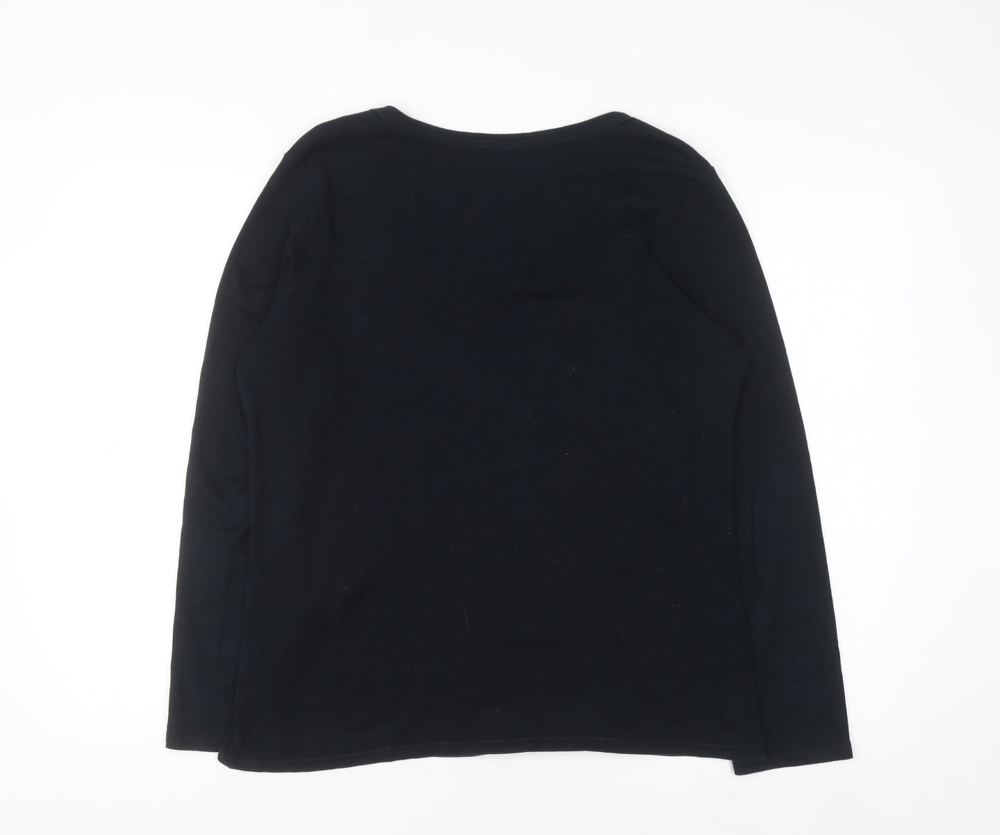 George Women’s Black Beaded Scoop Neck Long Sleeve Top Size 16