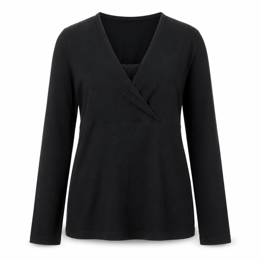 H&M Women's Black Jersey Wrap Blouse Size 10 Long Sleeve