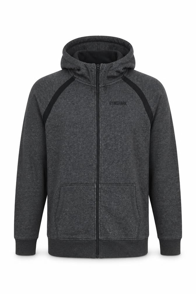 Gymshark Men's Grey Full Zip Hoodie Size L Regular Fit