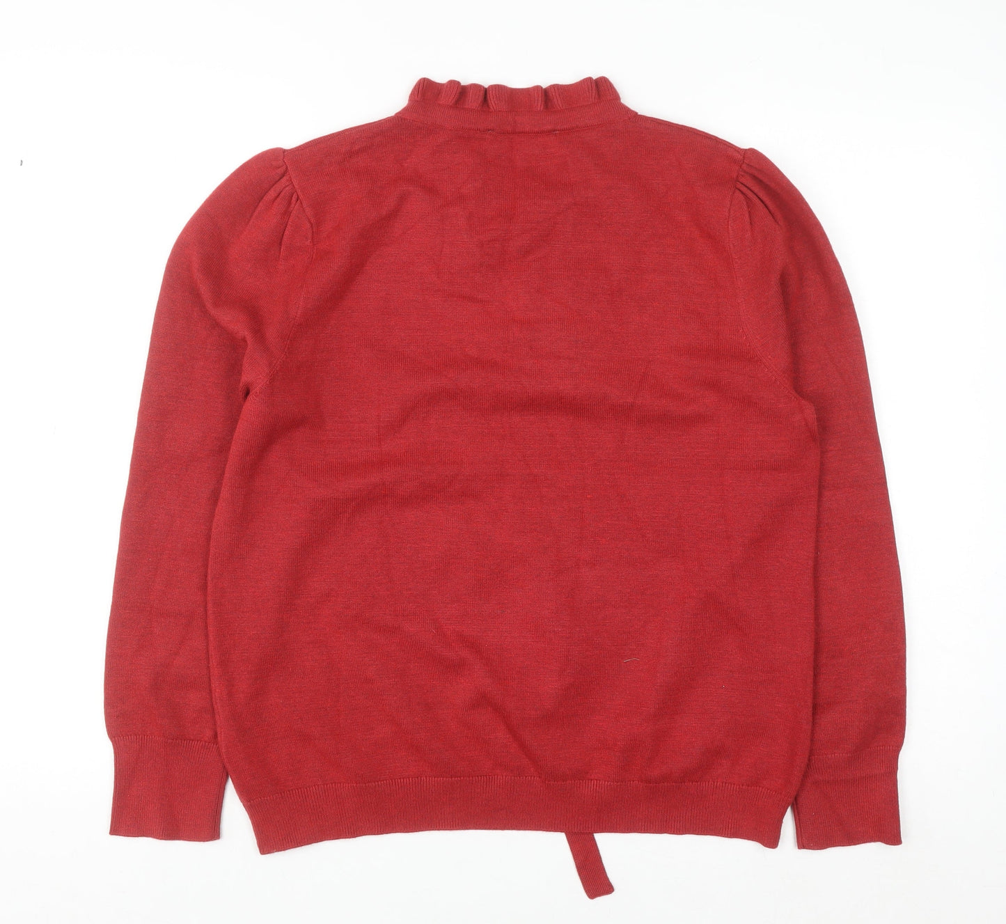 Rowen Avenue Women's Red V-Neck Ruffle Tie Jumper XL