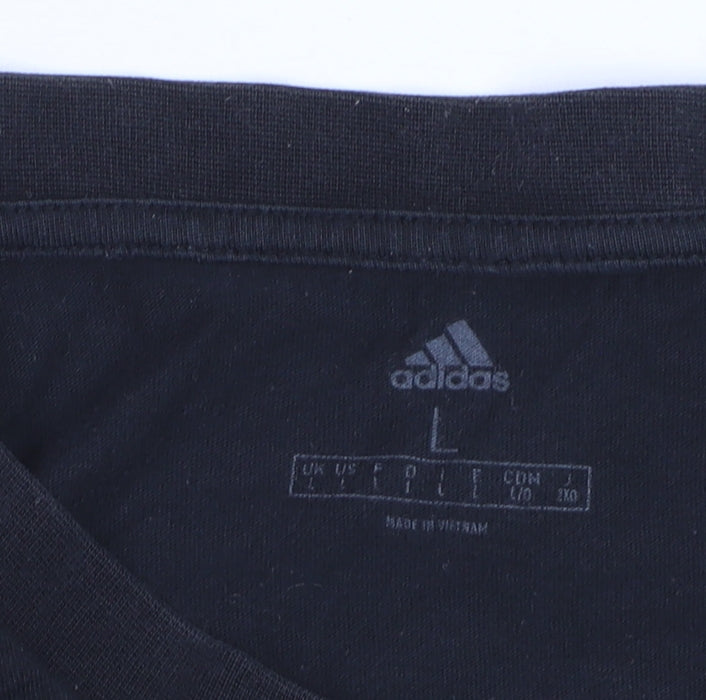 adidas Men's Black L Graphic Print Sports Cotton T-Shirt