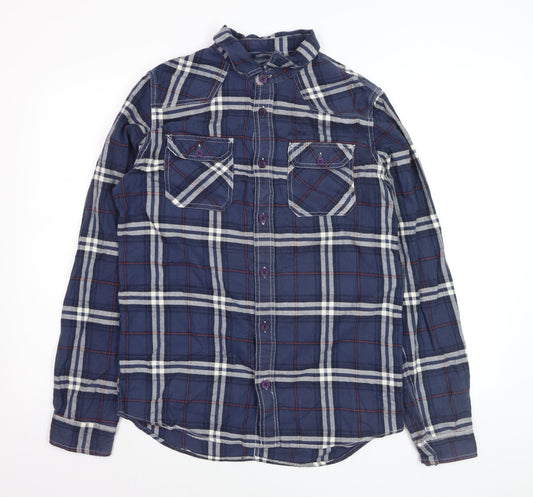 An Ambrose Brand Co. Men's Blue Plaid Long Sleeve Cotton Button-Up Shirt - Size M