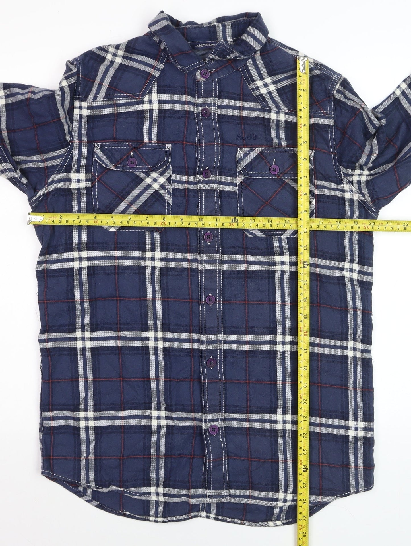 An Ambrose Brand Co. Men's Blue Plaid Long Sleeve Cotton Button-Up Shirt - Size M