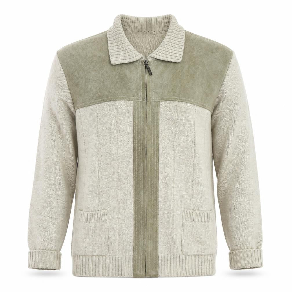 Marks & Spencer Men’s Beige Full Zip Collared Jumper L Wool Blend