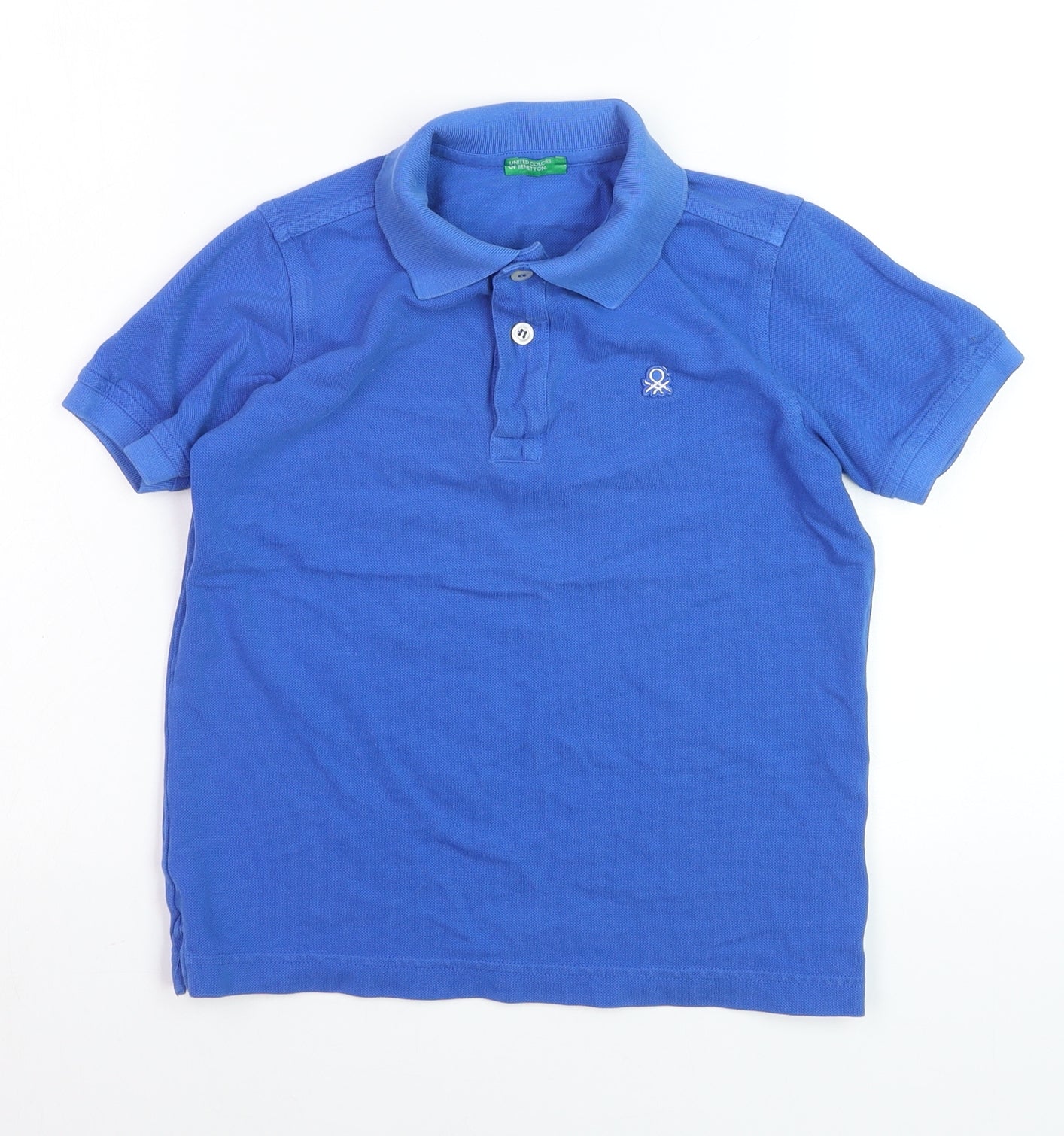 United Colors of Benetton Boys Blue 7-8 Years Cotton Polo Shirt