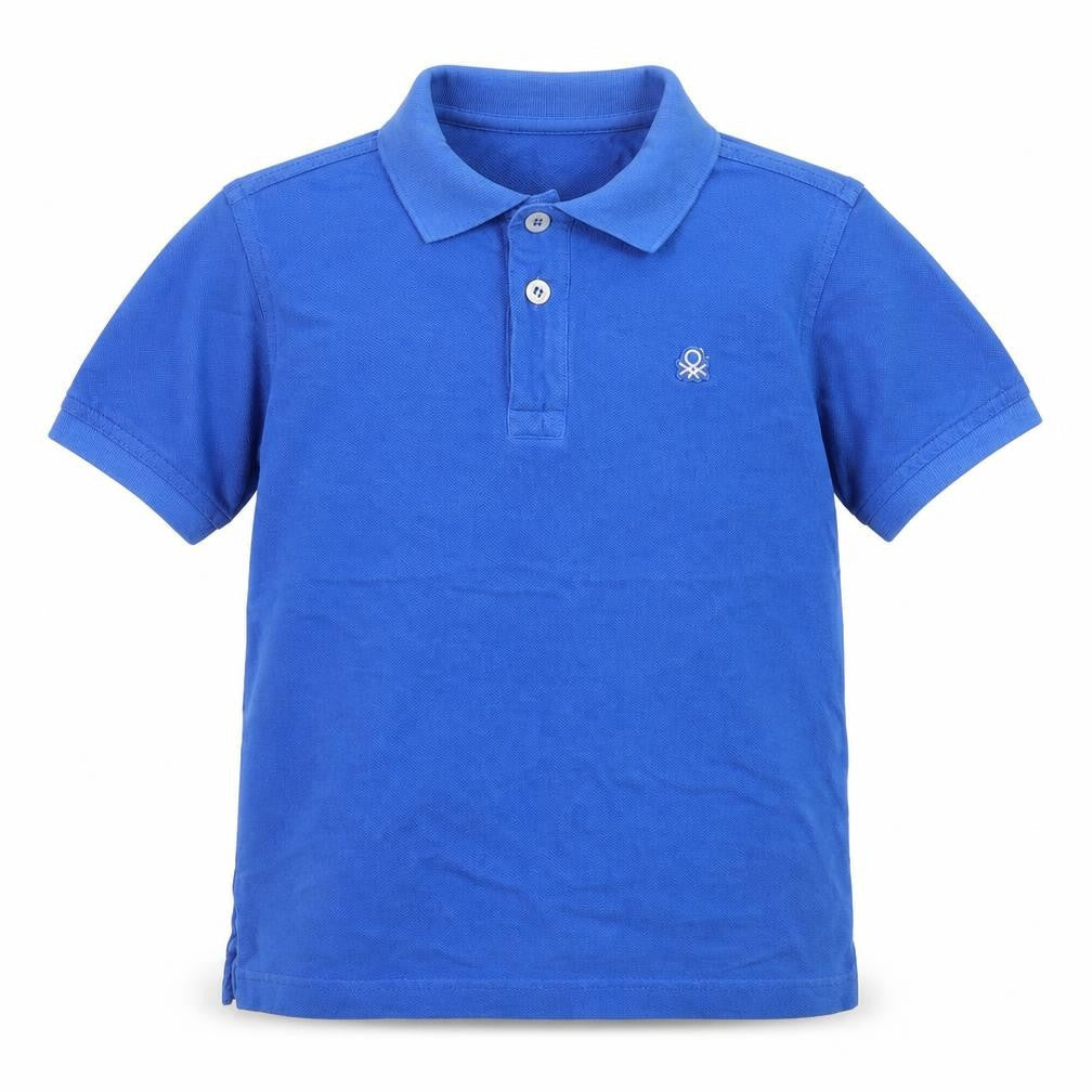 United Colors of Benetton Boys Blue 7-8 Years Cotton Polo Shirt