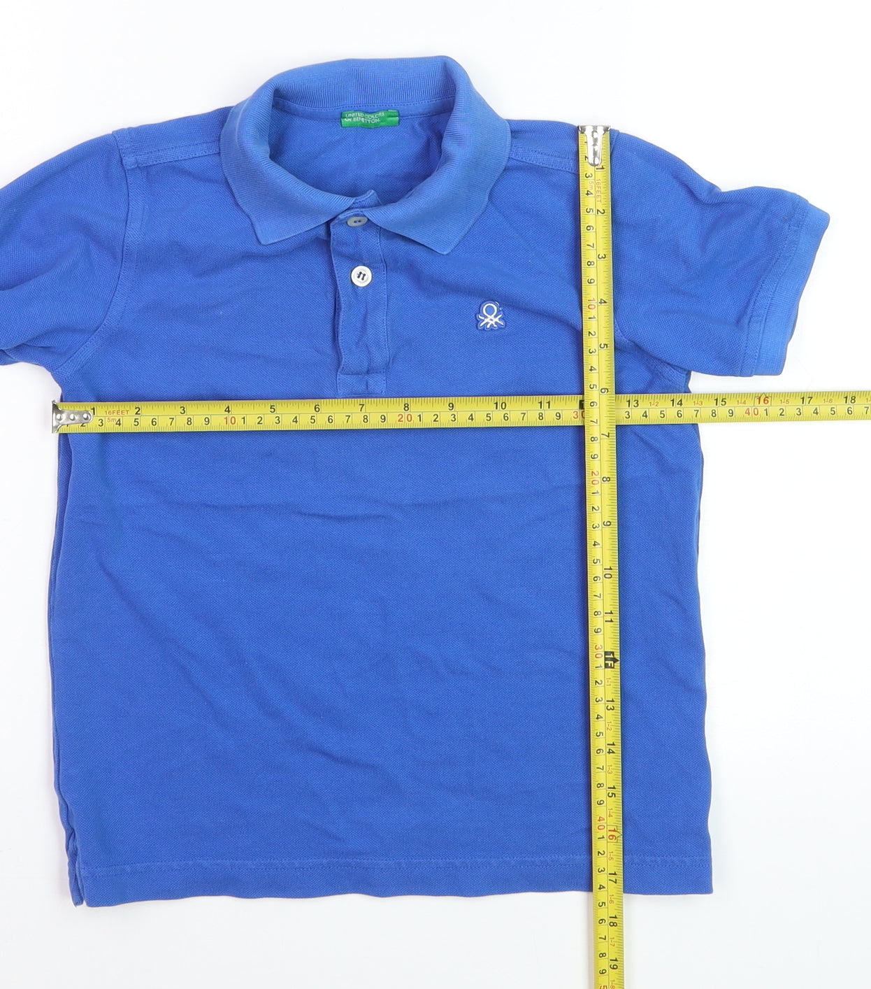 United Colors of Benetton Boys Blue 7-8 Years Cotton Polo Shirt