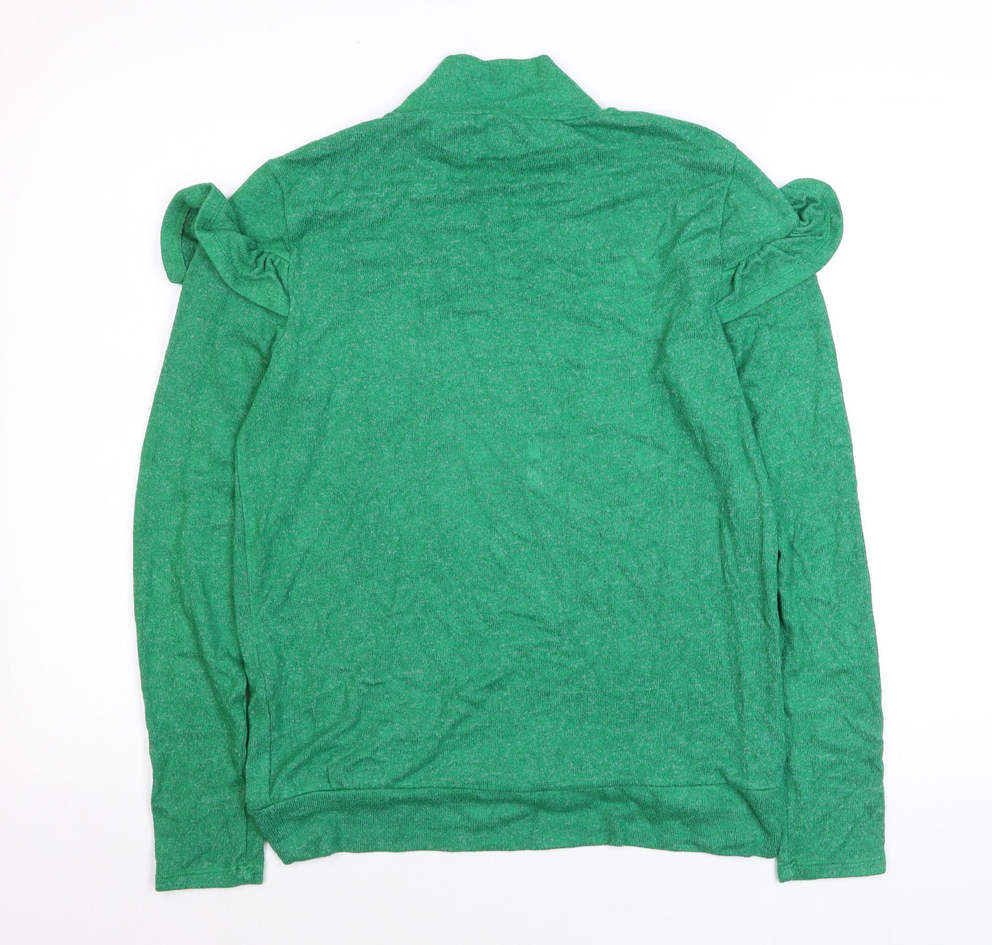 Savida Women's Green Mock Neck Ruffle Sleeve Pullover Jumper Size 12
