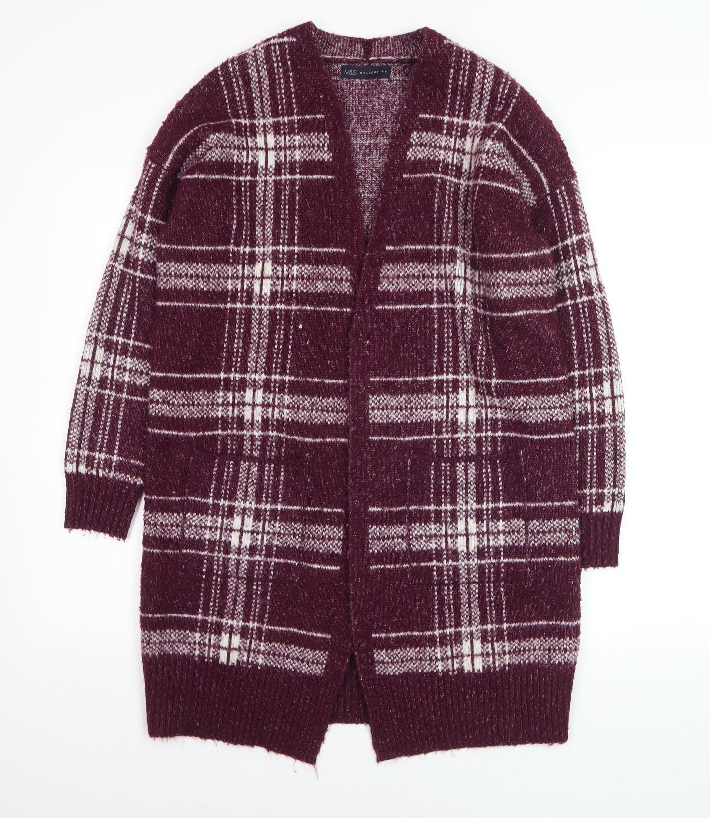 Marks and Spencer Women’s Purple Check Longline Cardigan Size M