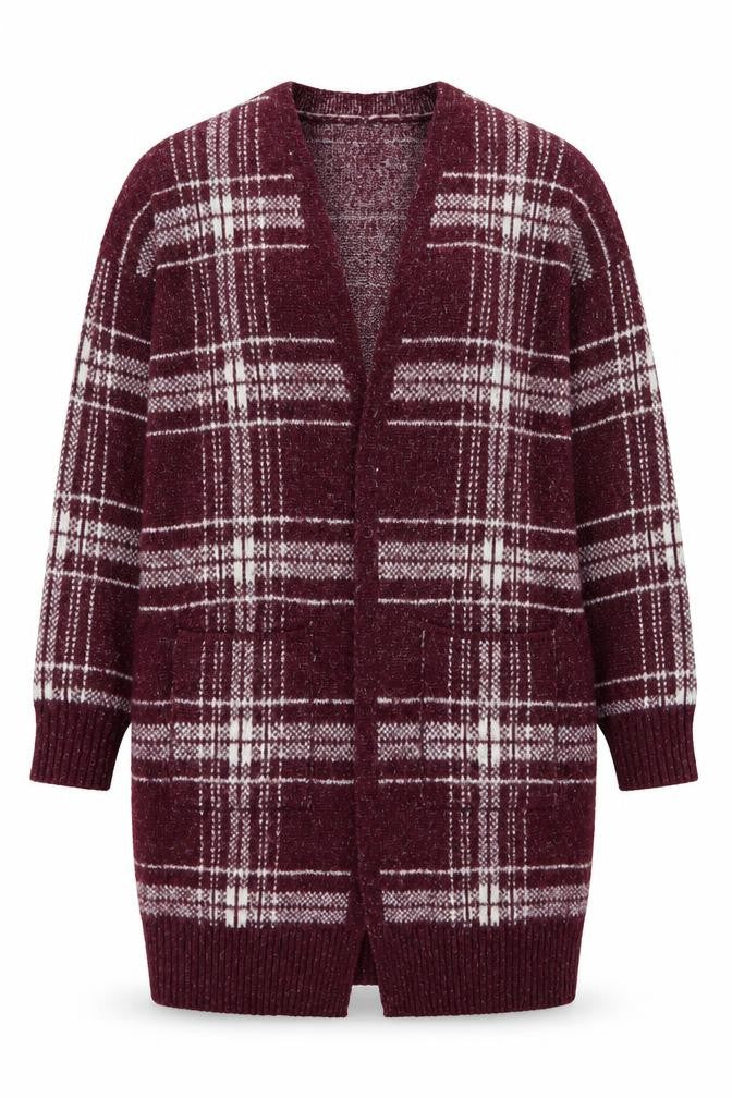 Marks & Spencer Women’s Purple Check Longline Cardigan Size M