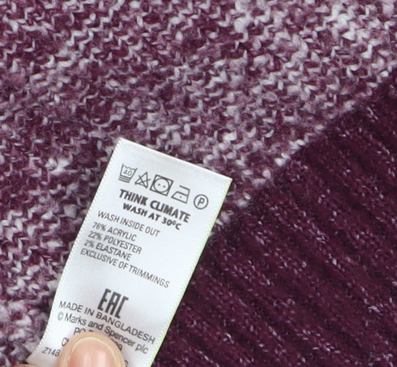 Marks and Spencer Women’s Purple Check Longline Cardigan Size M