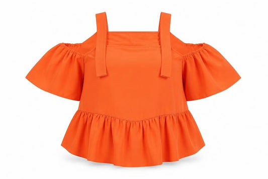 Atmosphere Women's Orange Cold Shoulder Ruffle Camisole Blouse Size 8